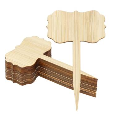 Imagem de ONLYKXY 12 peças de marcadores de placa de planta em branco de bambu para identificação de jardim de berçário, etiqueta de exibição engraçada à prova d'água placa de bandeira nome de flor suporte de