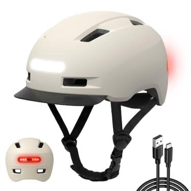 Imagem de Shinmax Capacete de bicicleta adulto com luz LED recarregável por USB frontal e traseira capacete de ciclismo ajustável para homens e mulheres [certificado de segurança] capacete de bicicleta de