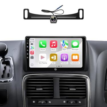 Imagem de Rádio automotivo de 22 cm para Dodge Grand Caravan Stereo 2011-2020 Chrysler Town & Country 2012-2016 | Tela sensível ao toque QLED sem fio CarPlay Android Auto | AM/FM | Controle de volante