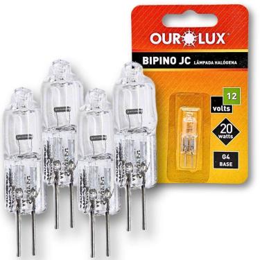 Imagem de Kit 4 Lampadas Halogena Bipino Jc 20W 12V G4 - Ourolux