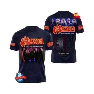 Imagem de Camiseta Unissex Oversized Hip Hop Com Estampa 3D Da Banda Rock Saxon,