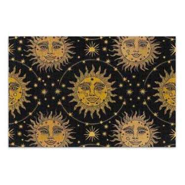 Imagem de Quebra-cabeça de 1000 peças, presentes de jogo para adultos, cenário exclusivo, arte floral, vintage, sol, cabeças, estrelas, preto, 75 x 40 cm
