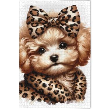 Imagem de Quebra-cabeça de cachorro fofo de 1000 peças para adultos, presentes para amantes de quebra-cabeças, arte divertida, cenário animal, 75 x 50 cm