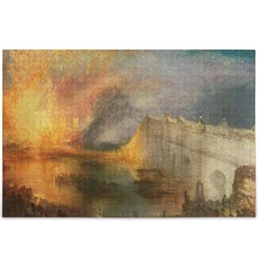 Imagem de J. M. W. Turner Burning Sea Paints Personalizado Quebra-cabeça Adulto 1000 Peças Jogo Arte Engraçada Hard Puzzle Animal Art Print, 75 cm x 50 cm