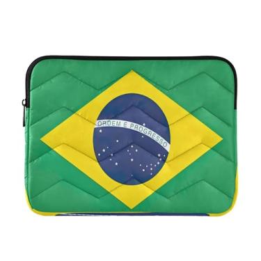 Imagem de Bolsa com bandeira do Brasil para laptop, capa protetora média à prova de choque, bolsa de computador de 13 a 13,3 polegadas para homens