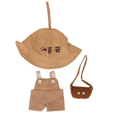 Imagem de Pato roupas de brinquedo de pelúcia lavável inodoro pele amigável bonito pato amarelo animais de pelúcia roupas para crianças crianças 3 pçs conjunto chapéu saco de roupas (Tipo J)