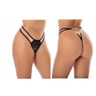 Imagem de Calcinha Fio Dental Strass CuTaOn Frases Escrita Com Strass