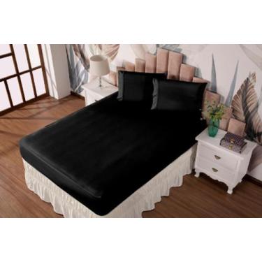 Imagem de Lençol Solteiro 2 Peças Liso Malha Gel Grossa - DJB Enxovais, Preto