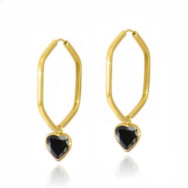 Imagem de Brinco Ouro 18k Argola Com Pingentes 5mm - S.Demór Joias, Negro