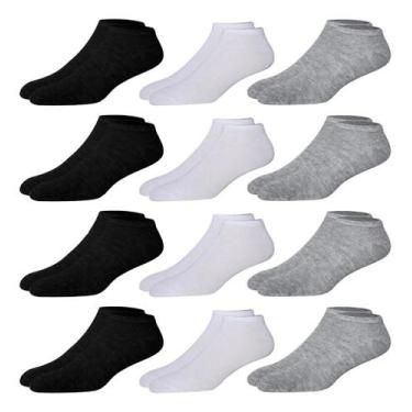 Imagem de Kit 12 Pares Meia Soquete Cano Curto Preto 38 Ao 44 Premium - Meia Soq