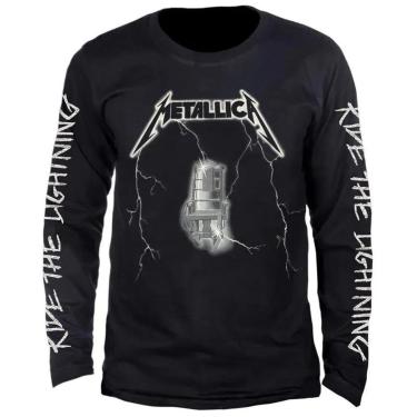 Imagem de Camiseta de Banda Metallica Stamp em Algodão Manga Longa Gola Redonda-Unissex