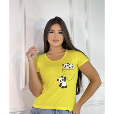 Imagem de Blusa Feminina Viscolaycra de Panda Camiseta dia a dia - GK TODA BELA,