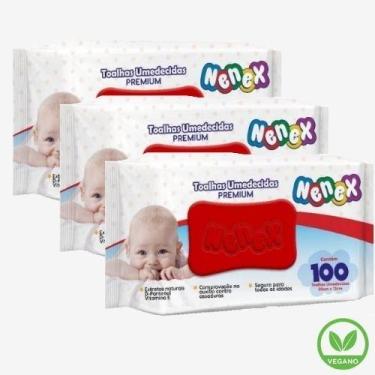 Imagem de Kit 3 Toalhinhas Lenços Umedecidos Premium VEGANO com 100 Unidades - N