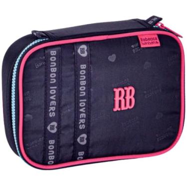 Imagem de Estojo Escolar 36 Pens Rebecca Bonbon com Divisórias Internas, Forro Reforçado, Fechamento em Zíper, Design Colorido p/Meninas, Infantil (Preto)