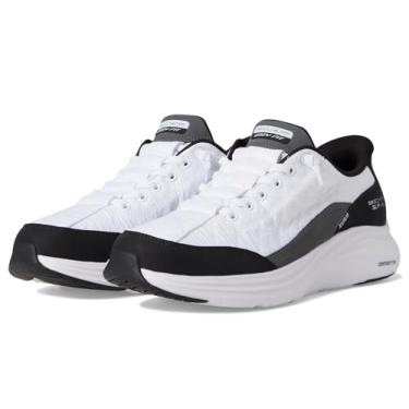 Imagem de Skechers Tênis feminino de espuma de contorno confortável para mãos livres sem cadarço, Branco/preto, 38