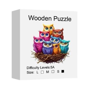 Imagem de Quebra-Cabeça De Madeira Família De Corujas Presente Único Em Forma De