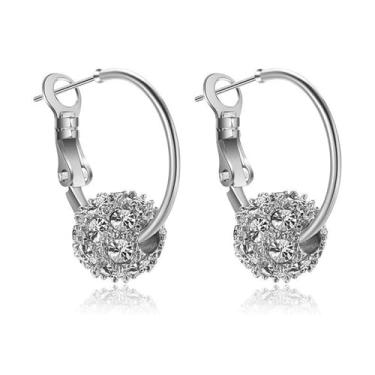 Imagem de MALOYANVE Brincos de argola de bola de discoteca de cristal para mulheres, meninas, criativo, prata, banhado a ouro, colorido, diamante, pingente, pingente, pingente, casamento, festa de aniversário,