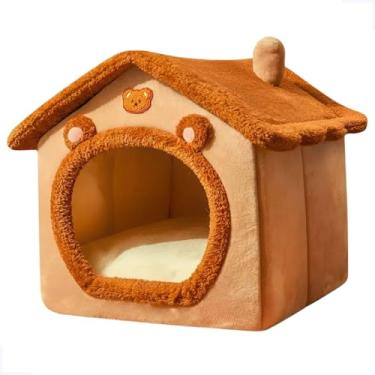 Imagem de Casinha Cama Pet Macia Pelúcia Marrom Cabana Tenda Cão Gato