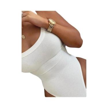 Imagem de Bodycon Sem Mangas Branco Transparente Para Mulheres, Top Casual Sexy 