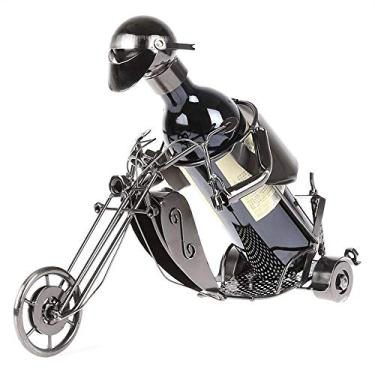 Imagem de Rack de vinho simples motocicleta mesa independente empilhável rack de metal bancada 1 suporte de garrafas de vinho suporte de exibição para adega de despensa de cozinha (cor: 2# Tamanho: 1 garrafa