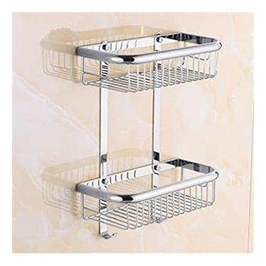 Imagem de Prateleiras de chuveiro prateleira de canto de banheiro, sabão de camada dupla prateleiras de banheiro acessórios de banho (cor: 30 cm ouro) (cromo dois níveis dourado)