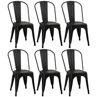 Imagem de Loft7, Kit 6 Cadeiras Iron Tolix Design Industrial em Aço Carbono Vintage Moderna e Elegante Versátil Sala de Jantar Cozinha Bar Restaurante Varanda Gourmet, Preto.