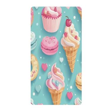 Imagem de Blueangle Lençol de berço padrão para berço infantil - Lençóis de algodão macio e respirável com estampa de cupcakes donuts (126)