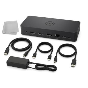 Imagem de Dell Estação de ancoragem universal UD22 USB-C/USB-A – suporta monitores duplos/triplos e 4 + cabo HDMI, cabo DisplayPort + cabo USB-C + adaptador de energia original Dell 180 W e pano de limpeza