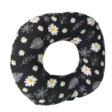 Imagem de Almofada de Piercing para dormir Protetor de Ouvido com Furo no meio(Preto florzinhas)