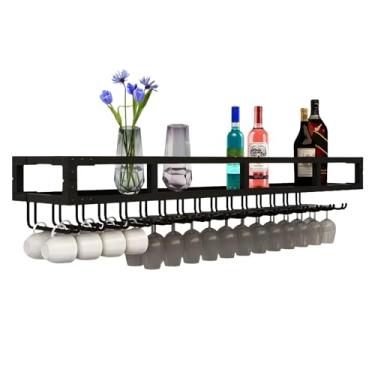 Imagem de Prateleiras para taças de vinho, suporte de taça de vinho para pendurar fácil de instalar 24 ~ 59/in, suporte para copos de vinho, economia de espaço com parafusos, prateleiras de exibição de vinho