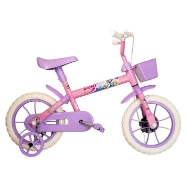 Imagem de Bicicleta Infantil Aro 12 Com Rodinhas Lolli Rosa e Lilás Samy