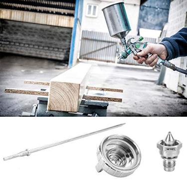 Imagem de aqxreight Conjunto de Agulhas para Tampa de Ar de Bico de Pulverização de Aço Inoxidável Kit de Acessórios de 3 Peças para Pistolas Pneumáticas W-101 Peças de Reposição Resistentes à Ferrugem para