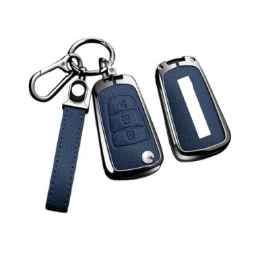 Imagem de Capa de liga para chave de carro, compatível com Great Wall Haval Hover Wingle 5 6 H3 H5 H6 H1 H3 C30 C50 M4 3 botões, bolsa protetora, chaveiro(C 3-2 Blue)