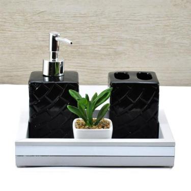 Imagem de Bandeja -P CLÁSSICA- Lavabo Banheiro Espelhada Pés Silicone Madeira co