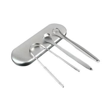 Imagem de Raspador De Língua Em Aço Inoxidável Em Formato U Para Adultos, 3/4 Pe