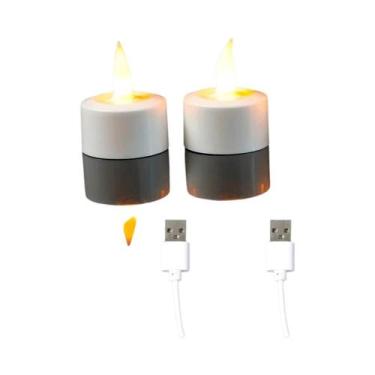 Imagem de Velas LED Brancas Recarregáveis USB, Pequenas E Sem Chama, Para Natal 
