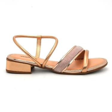 Imagem de Sandália Feminina Mississipi Salto Baixo Dourado MB113-0003