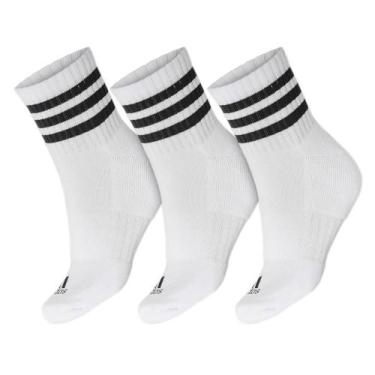 Imagem de Meia Adidas 3S C SPW Mid 35 Ao 37 - Pack Com 03 Pares - Branco e Preto