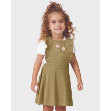Imagem de Conjunto blusa Boreal salopete verão delicado fresco elegante - Vernelho e Caqui - Menina 1 a 4 anos-Feminino
