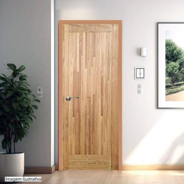 Imagem de Folha de Porta Madeira Maciça Angelim 210cm X 82cm Parquet Vertical Jomadi Natural