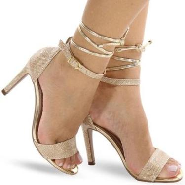 Imagem de Sandália Modarpe Salto Fino Brilho Amarração Feminina F18-Feminino