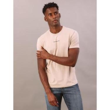 Imagem de Camiseta Manga Curta Calvin Klein Jeans Masculino Logo Centralizado - Caqui Claro-Feminino