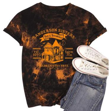 Imagem de Camisa de Halloween HRIUYI Sanderson com estampa de letras para mulher