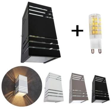 Imagem de Arandela 6 Frisos 10x10x20cm G9 Com Lâmpada Interna Externa Muro Pared