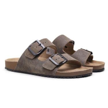 Imagem de Sandália Papete Rasteira Moda Casual Couro Feminino Masculino Com Five