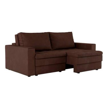 Imagem de Sofá 3 Lugares Retrátil Berna Suede Marrom 210 cm