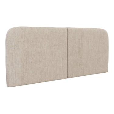Imagem de Cabeceira Painel Orgânico Cama Box King Size Aira 195cm Dobrável Linho Bege - Abmaza