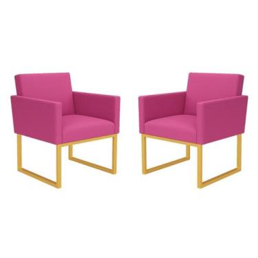 Imagem de Kit 2 Poltronas Decorativas Reforçada Para Recepção E Sala - Móveis Ma