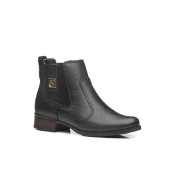 Imagem de Bota Feminina Chelsea Pegada Couro Salto Baixo Cano Curto-Feminino