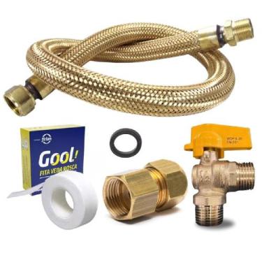 Imagem de Kit Conexão Gás Flexível Premium 1m Cobre P/ Fogão Cooktop - MACFLEX, 